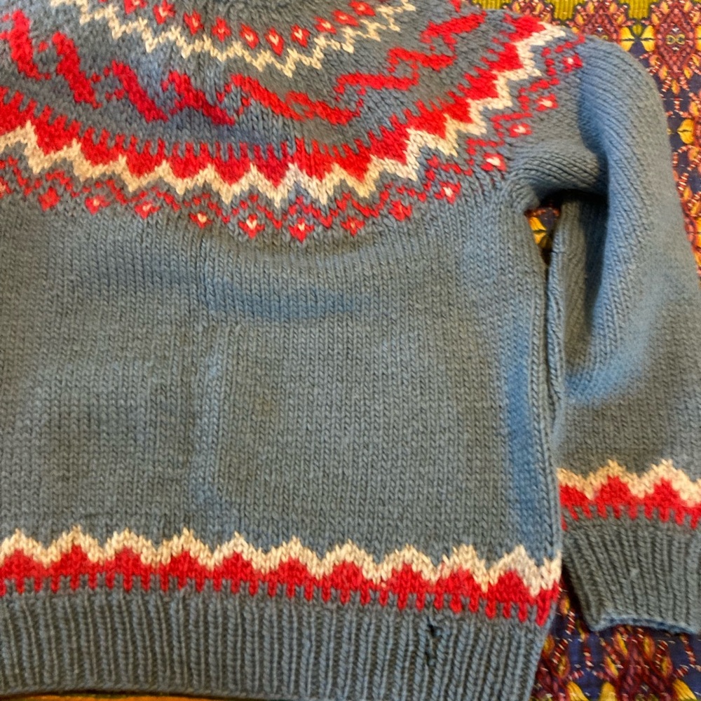 Blue and Red Faire Isle Sweater